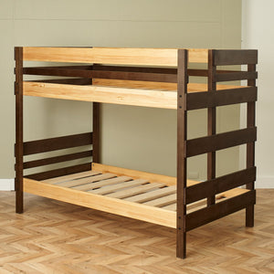 Bunk Bed, ladder end frame, solid slat base