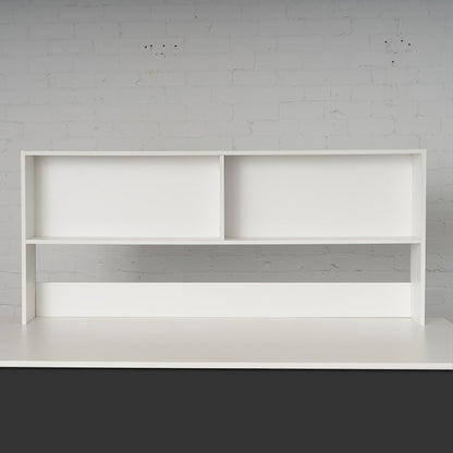White large bookcase for display storage on loft bed desk study solutions.