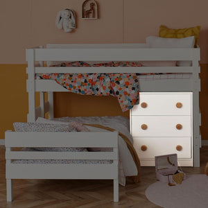Deep drawer chest pictured under Low height bunk bed