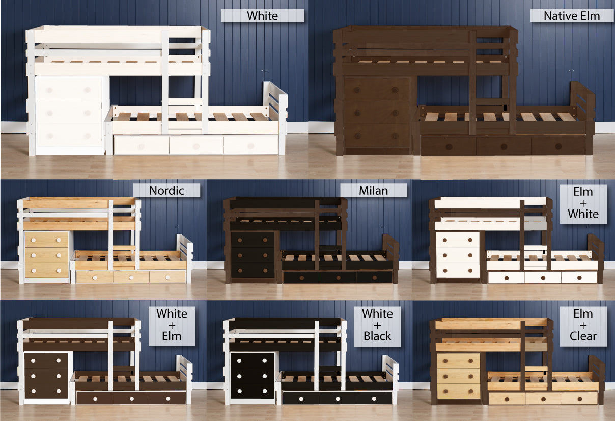 Low Height Offset Bunk Bed with Huge Storage