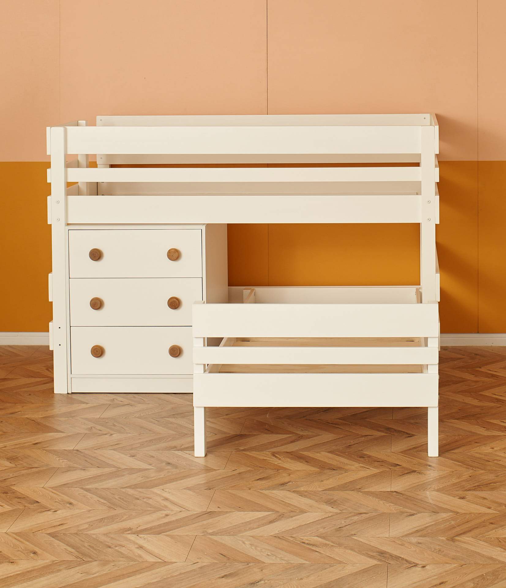 alt direction Low height L shaped bunk bed with storage drawers chest