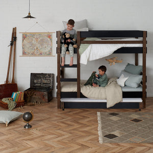 Timber bunk bed with trundle bed. Side ladder access bunk.