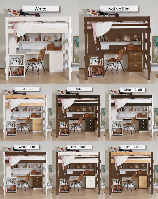 Queen Loft Bed Corner Desk Space Saver