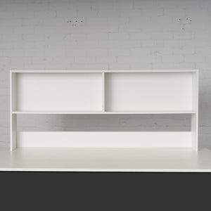 White large bookcase for display storage on loft bed desk study solutions.