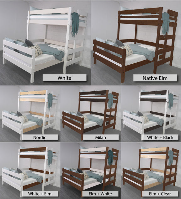 king single loft bed over queen bed finishing choices