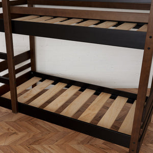 Timber slat bases shown in situ on bunk bed with side ladder access.