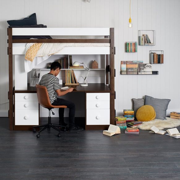 Super Desk Study Space below Loft Bed