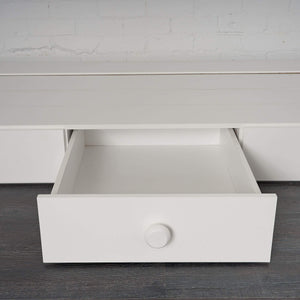 White under bed storage drawers centre drawer out view