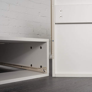 White under bed storage drawers internal view